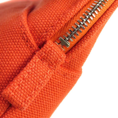 Hermes Bolide Pouch MM Cotton 100% H Logo Embroidery Leather Use Canvas