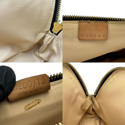 Celine Pouch Macadam PVC Leather Brown Gold Hardware Makeup Pouch Small