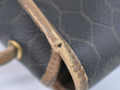 Authentic Christian DIOR Honeycomb Pattern Shoulder Bag Pochette PVC Black Bag