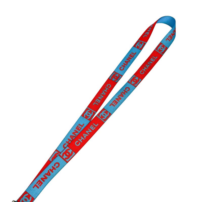 Chanel Neck Strap Coco Mark Blue Orange Red Silver Hardware