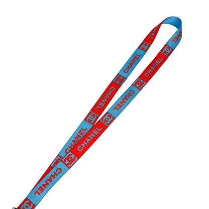 Chanel Neck Strap Coco Mark Blue Orange Red Silver Hardware