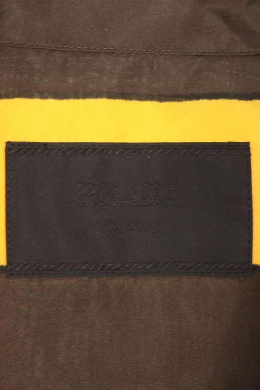 Prada Usc414 S221 1030 Striped Silk Short Sleeve Shirt Men's XS