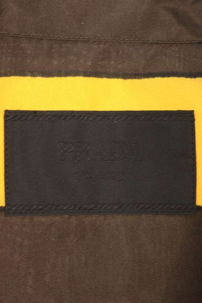 Prada Usc414 S221 1030 Striped Silk Short Sleeve Shirt Men's XS