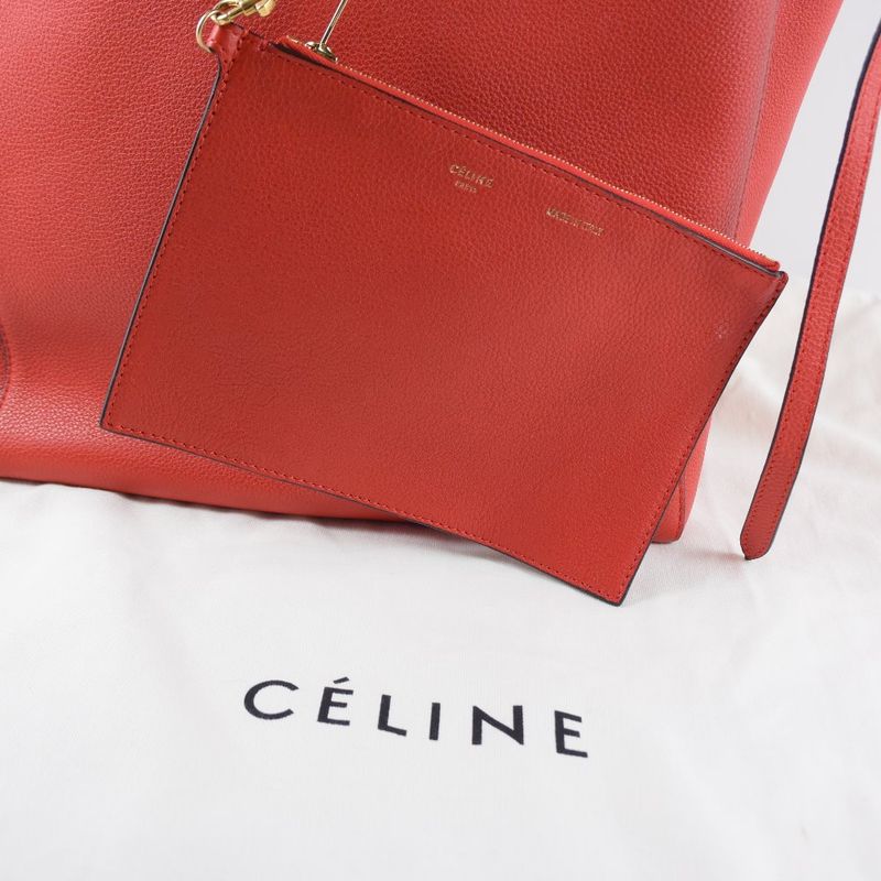 Celine Cabas Phantom With Pouch 175543 YNF 27SX Calf Red Women's Tote Bag