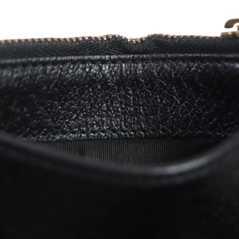 Gucci 657589 Leather GG Marmont Business Card Holder Card Case Black Gold