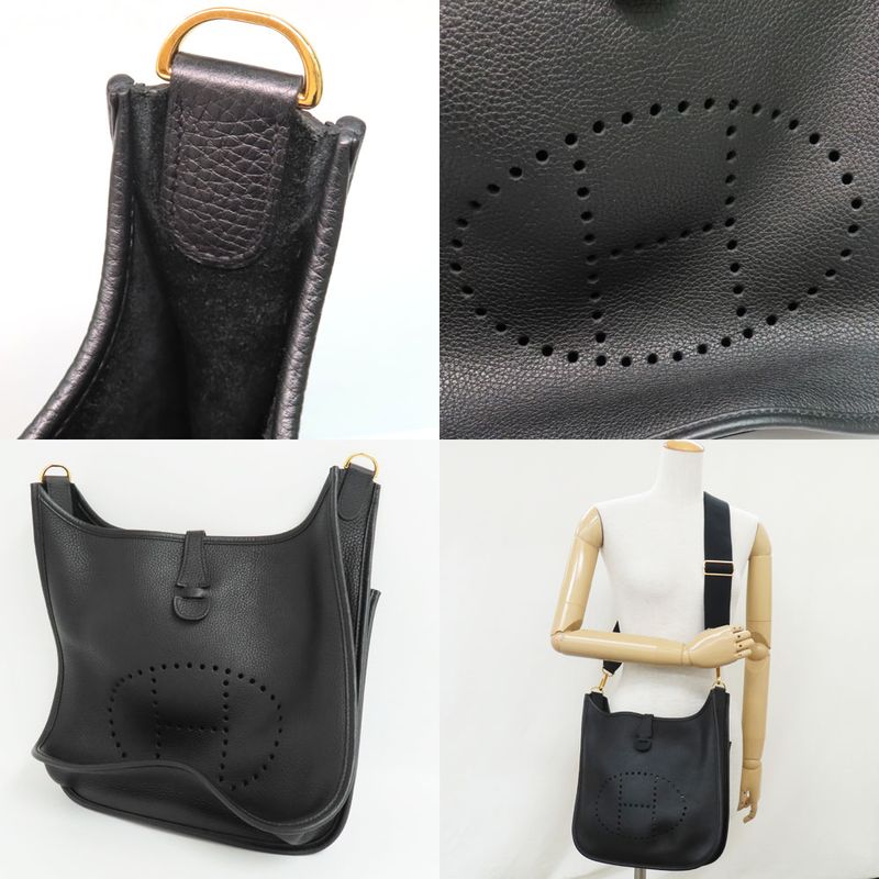 Hermes Evelyne 3 PM Black Taurillon Clemence Gold Hardware Y Engraved