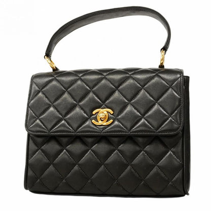 Chanel Handbag Matelasse Lambskin Black Gold Hardware Women