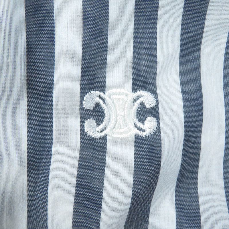 Celine 2c703637p Silk-blend Triomphe Embroidered Stripe Pullover Shirt Long