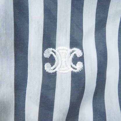 Celine 2c703637p Silk-blend Triomphe Embroidered Stripe Pullover Shirt Long
