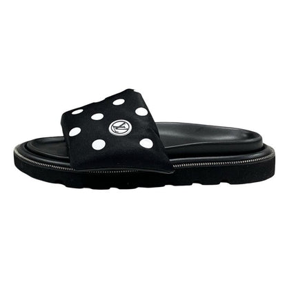 Louis Vuitton Pool Pillow Line Sandals Shoes Satin Black White Flat Sandals Dots