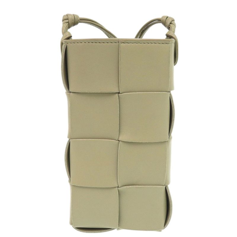 Bottega Veneta Cassette Phone Pouch Leather Khaki Shoulder Bag 1197 Bottega