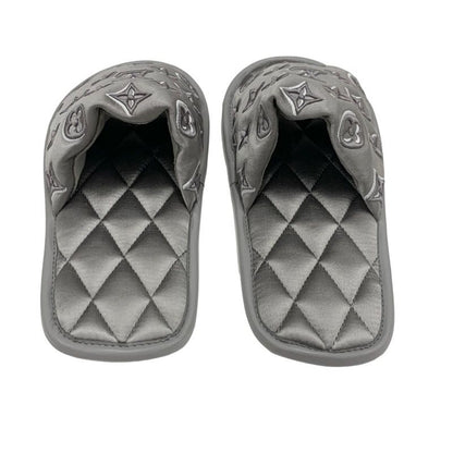 Louis Vuitton Homey Line Monogram Flat Shoes Satin Gray Unused Slippers Room