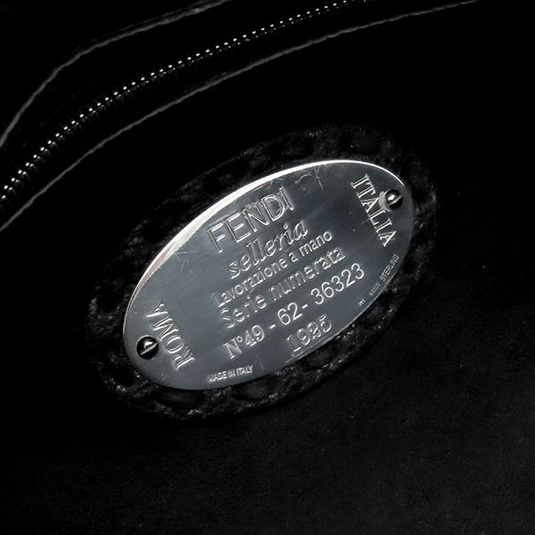 Fendi 2way Bag Selleria Siesta Small Calf Leather Black Silver Hardware Black