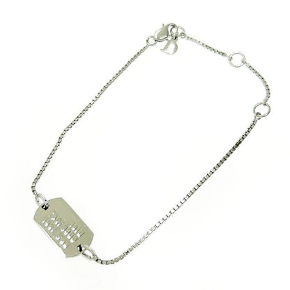 Christian Dior Metal Dog Tag Plate Bracelet Silver 412180 Bracelet