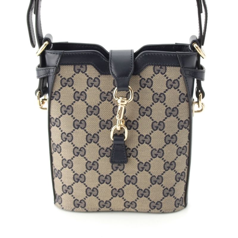 Gucci Canvas And Leather Original GG Mini Bucket Shoulder Bag 782919 Navy