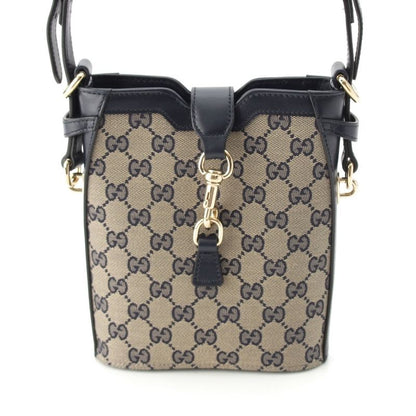 Gucci Canvas And Leather Original GG Mini Bucket Shoulder Bag 782919 Navy