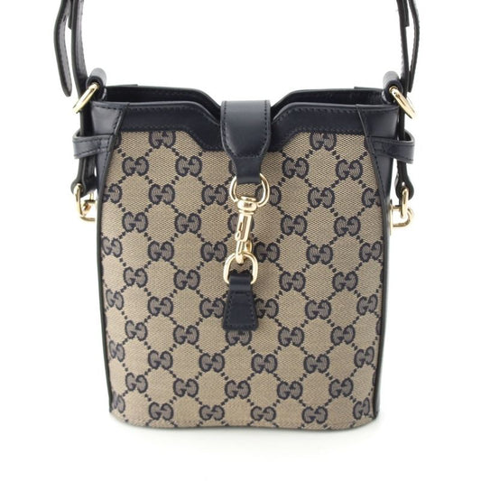 Gucci Canvas And Leather Original GG Mini Bucket Shoulder Bag 782919 Navy