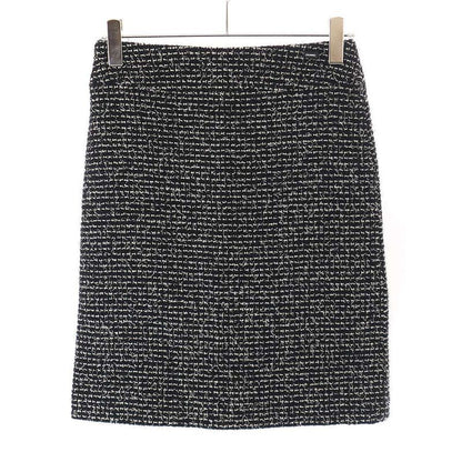 Chanel 2003c Tweed Wool Tight Skirt P20413v11528 Black White 36