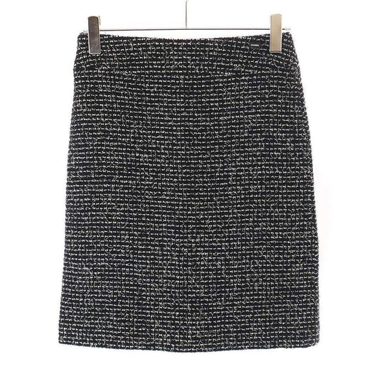 Chanel 2003c Tweed Wool Tight Skirt P20413v11528 Black White 36