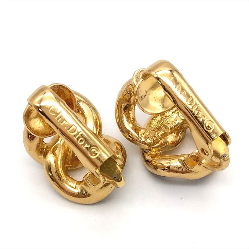 Dior Brooch Accessory Set Earrings Metal Gold Ladies