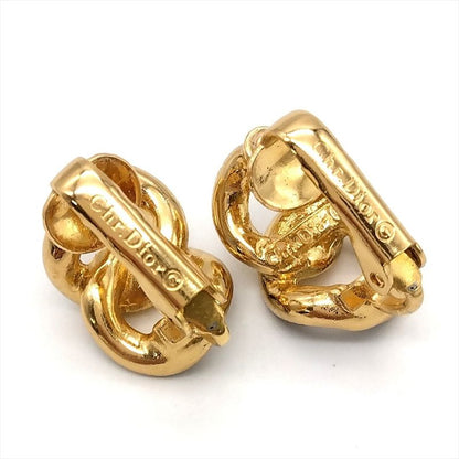 Dior Brooch Accessory Set Earrings Metal Gold Ladies