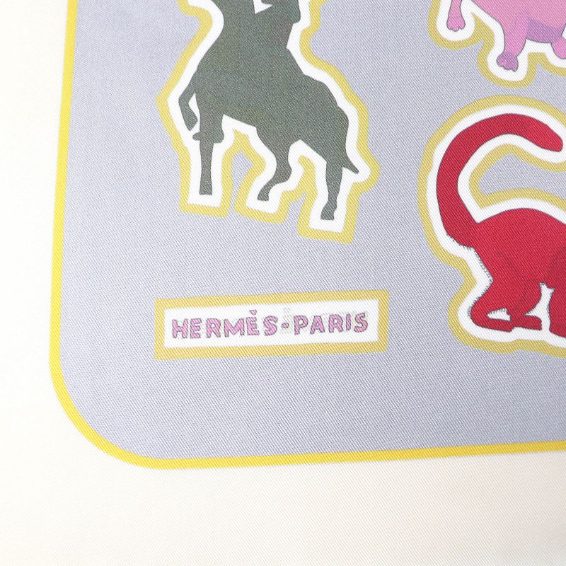 Hermes Double FACE Caracteristick 100% Silk Caban/rose/multico Carré 90 Scarf