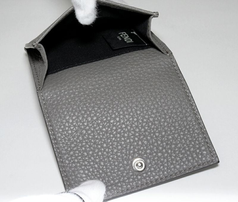 Fendi Trifold Wallet With Coin Purse FF Bucket Calf Grey 7m0280 AG0L F0qa1