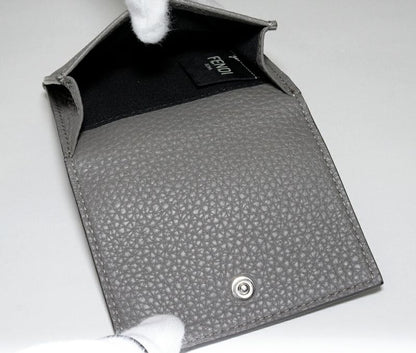 Fendi Trifold Wallet With Coin Purse FF Bucket Calf Grey 7m0280 AG0L F0qa1