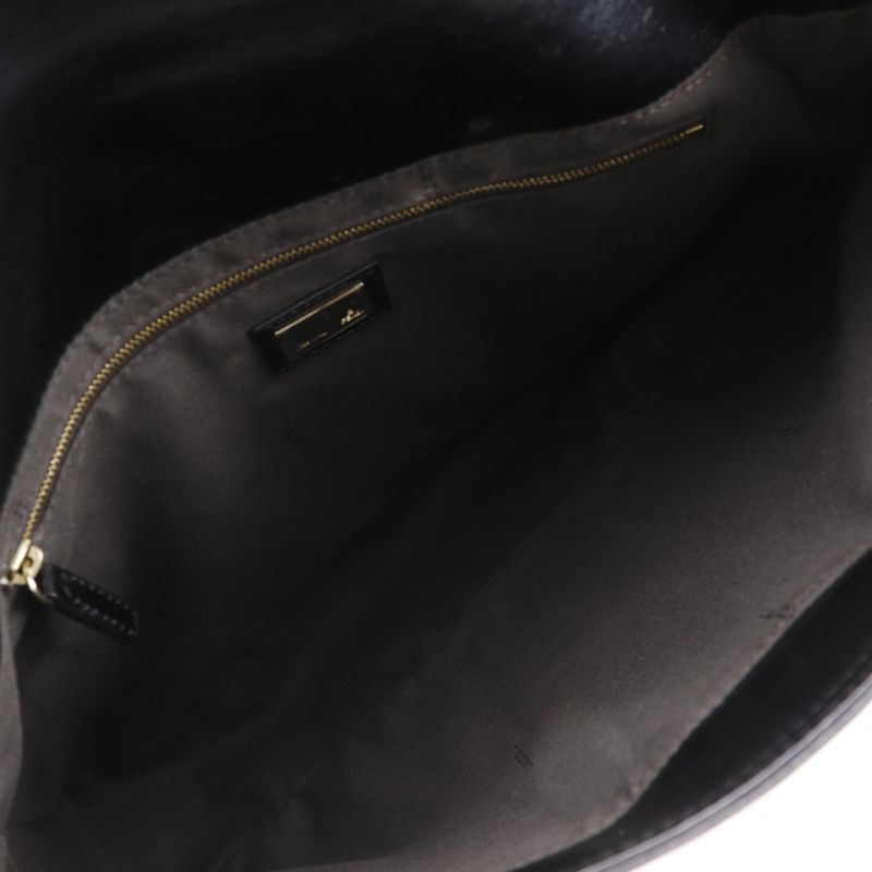 Fendi Chain Tote 2WAY Shoulder Leather Black Women's Tote Bag