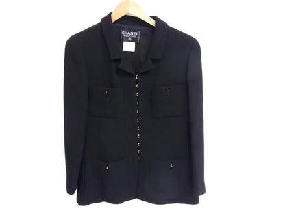 Chanel 96A P08091v04977 Coco Mark Wool Setup Jacket Skirt 42