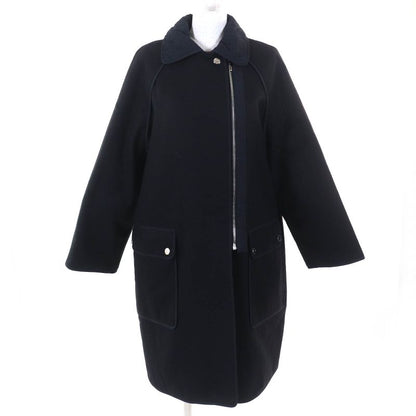 Hermes 22AW 2h0106dg Cashmere Blend Serie Button Zip Up Quilted Coat Dark Navy