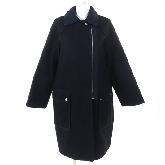 Hermes 22AW 2h0106dg Cashmere Blend Serie Button Zip Up Quilted Coat Dark Navy