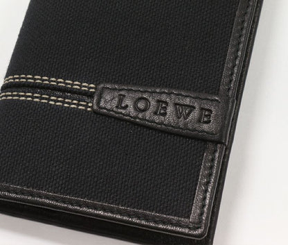 Loewe Foldable Card Case Pass Case Canvas Calf Black 060404