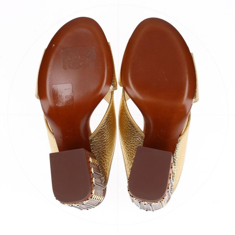 Louis Vuitton '18 Studded Leather Sandals Women's 36 Sc0138 Gold Made In Italy