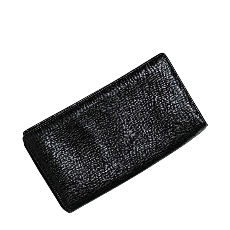 Bulgari Bifold Long Wallet Black Wallet Leather Preowned Bvlgari Billfold