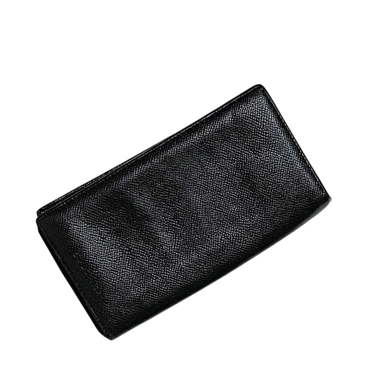 Bulgari Bifold Long Wallet Black Wallet Leather Preowned Bvlgari Billfold