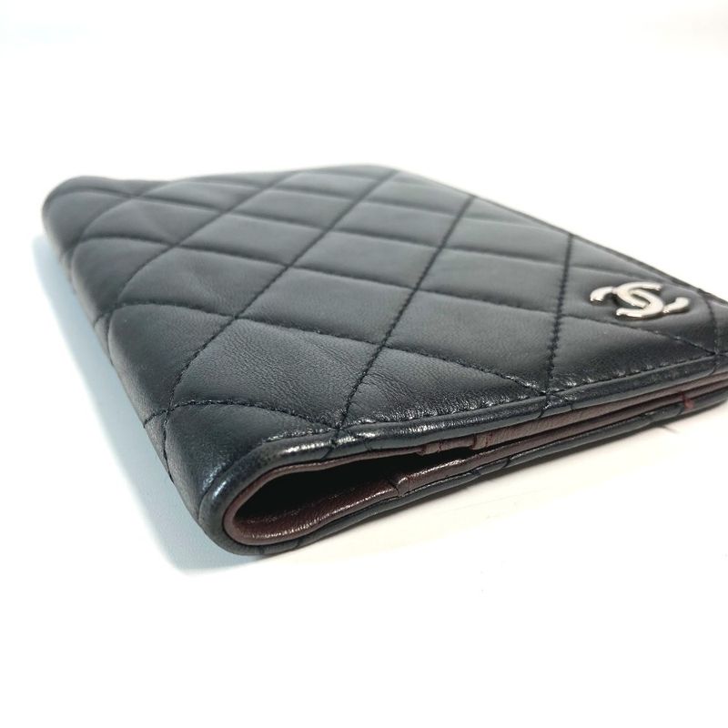 Chanel Passport Case CC Logo Coco Mark Matelasse Quilted Leather Black