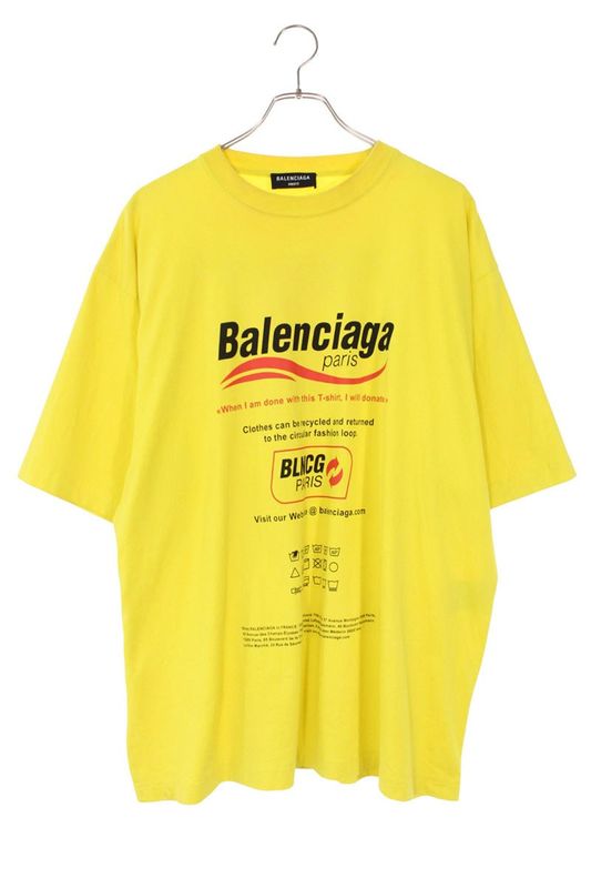 Balenciaga 21AW 651795 Tkvf8 Dry Clean Logo Print T-shirt Men XXS