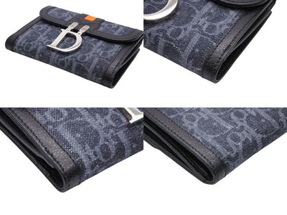 Dior Bifold Wallet Compact Trotter Line Navy Black Orange — view 4
