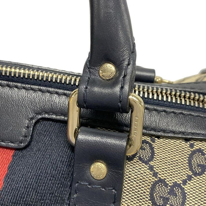 Gucci Handbag GG Pattern 269876 Navy X Ivory X Red Mini Boston Leather