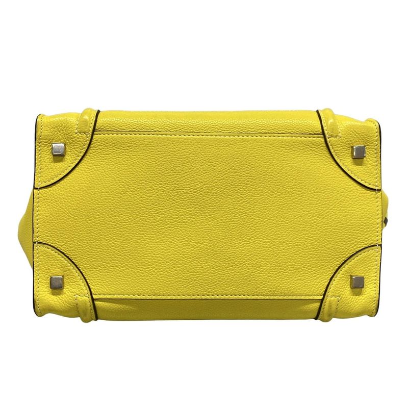 Celine Handbag Luggage Mini Shopper Yellow Leather
