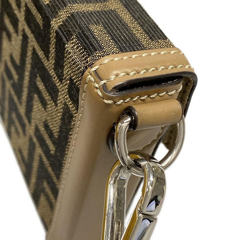 Fendi Shoulder Bag Baguette Soft Trunk Phone Pouch 7as139 Brown And Black Phone