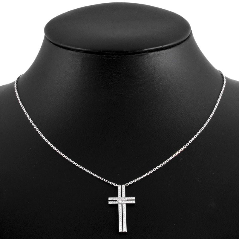 Cartier Cross Necklace With Diamonds 18K White Gold 52g