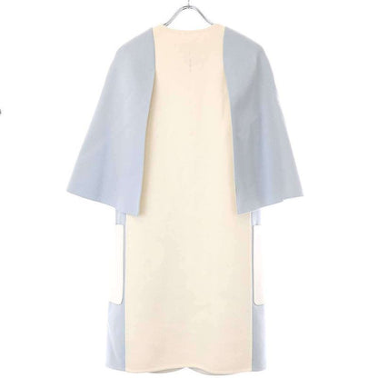 Fendi Leather Pocket Double Face Cape Coat Sac Blue 38 Ff8129 W1d