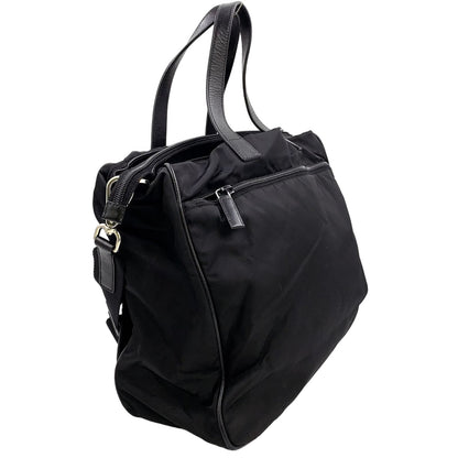 Prada 2-Way Shoulder Leather Nylon Black Handbag Silver — view 2