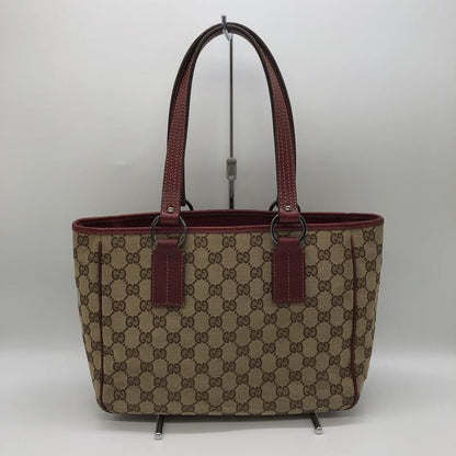 Gucci 113019 GG Canvas Tote Handbag Leather Brown Ladies Men Fashion Vintage