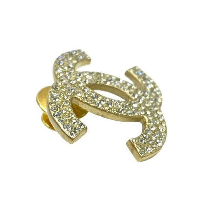 Chanel Brooch Pin Brooch Pin Badge Accessories Coco Mark GP Rhinestone Gold 08P