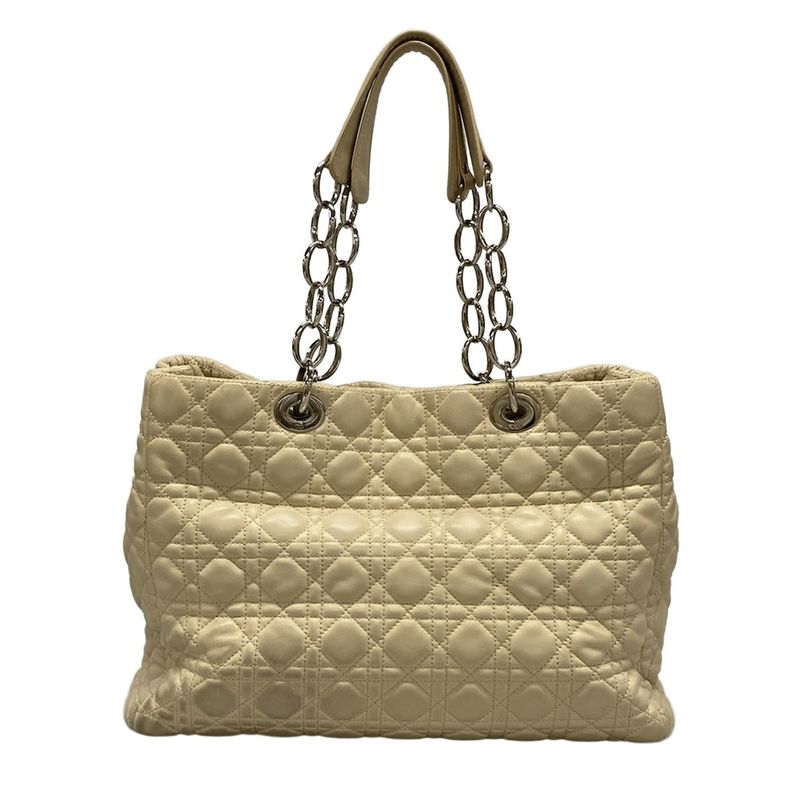 Dior/christian Dior Tote Bag Canage Stitch Ivory Chain Shoulder/silver Hardware