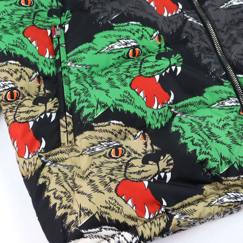 Gucci 526428 Panther DOWN Jacket Angry Panther Hooded Double Zip Down Jacket