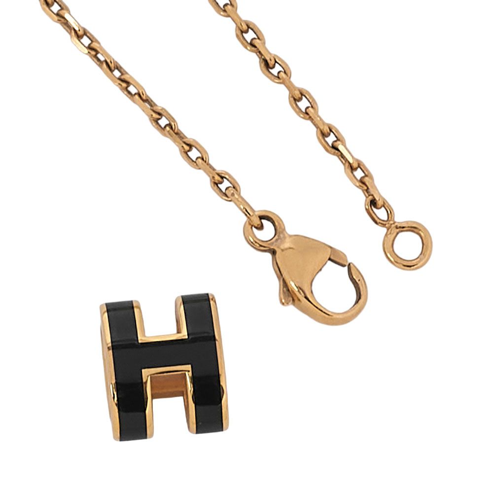 Hermès Hermes Mini Pop H Necklace Black GP (gold Plated) Ladies I Accessories